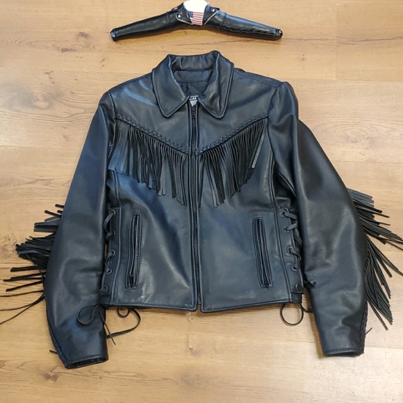 California Leather Creations Jackets & Blazers - Leather Fringed Motorcycle Jacket